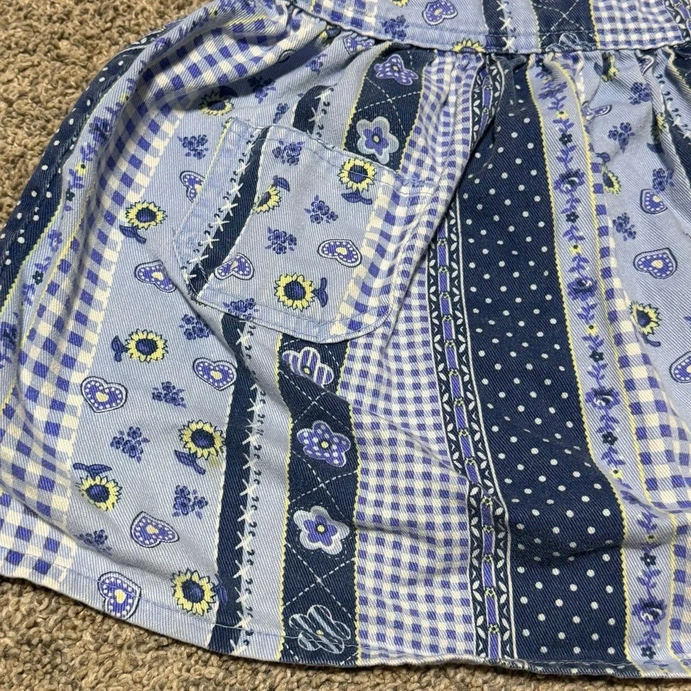Vintage OshKosh B'Gosh Patchwork Sunflower Jumper Dress Girls Size 5 Made In USA